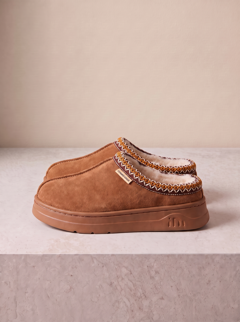 Dames Gevoerde Pantoffels met Corduroy Afwerking