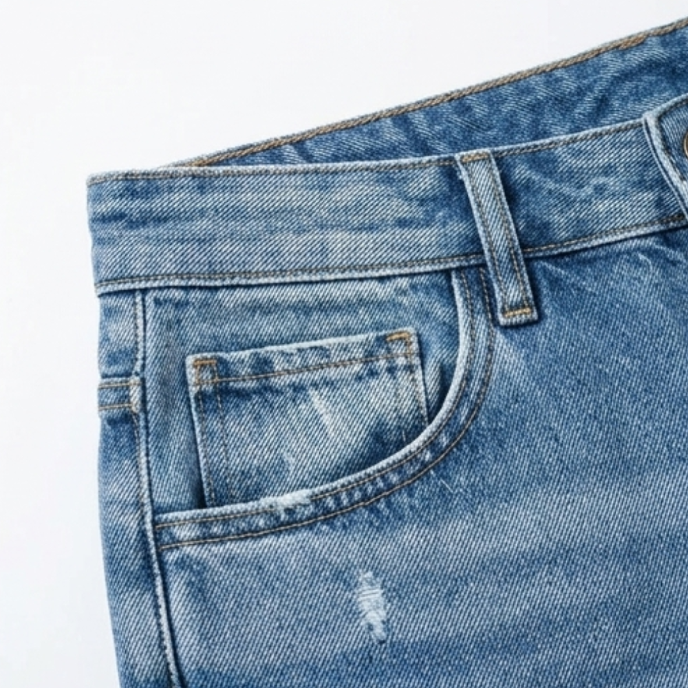 Dames Straight Leg Jeans met Rafeldetail