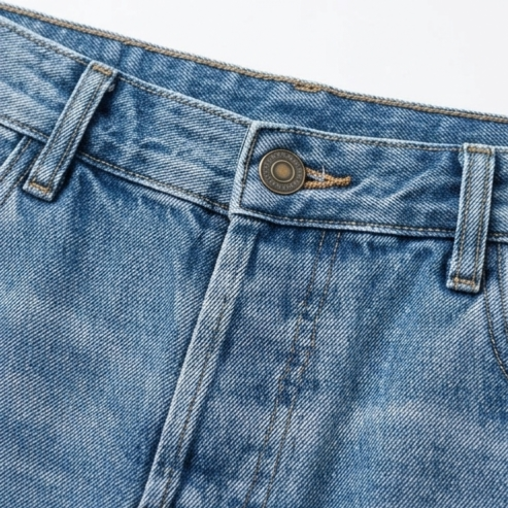 Dames Straight Leg Jeans met Rafeldetail