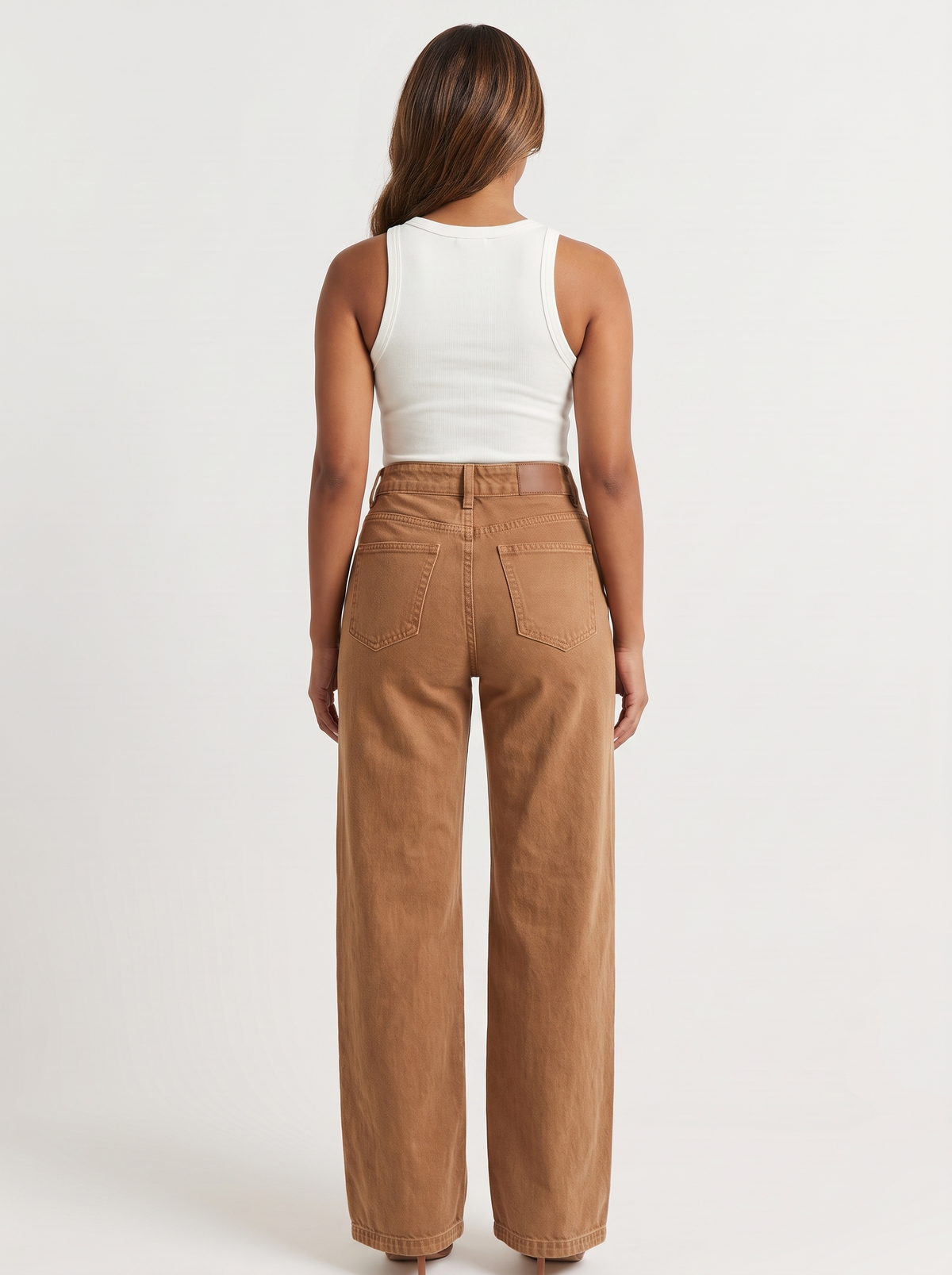 Dames High-Waist Jeans met Wijde Pijpen en Dubbele Knoopsluiting