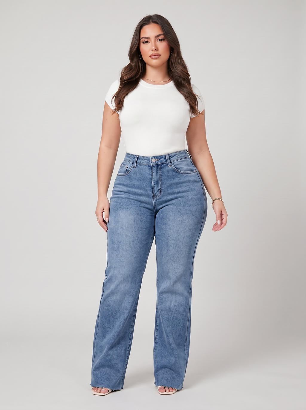 Dames High-Waist Wide-Leg Jeans