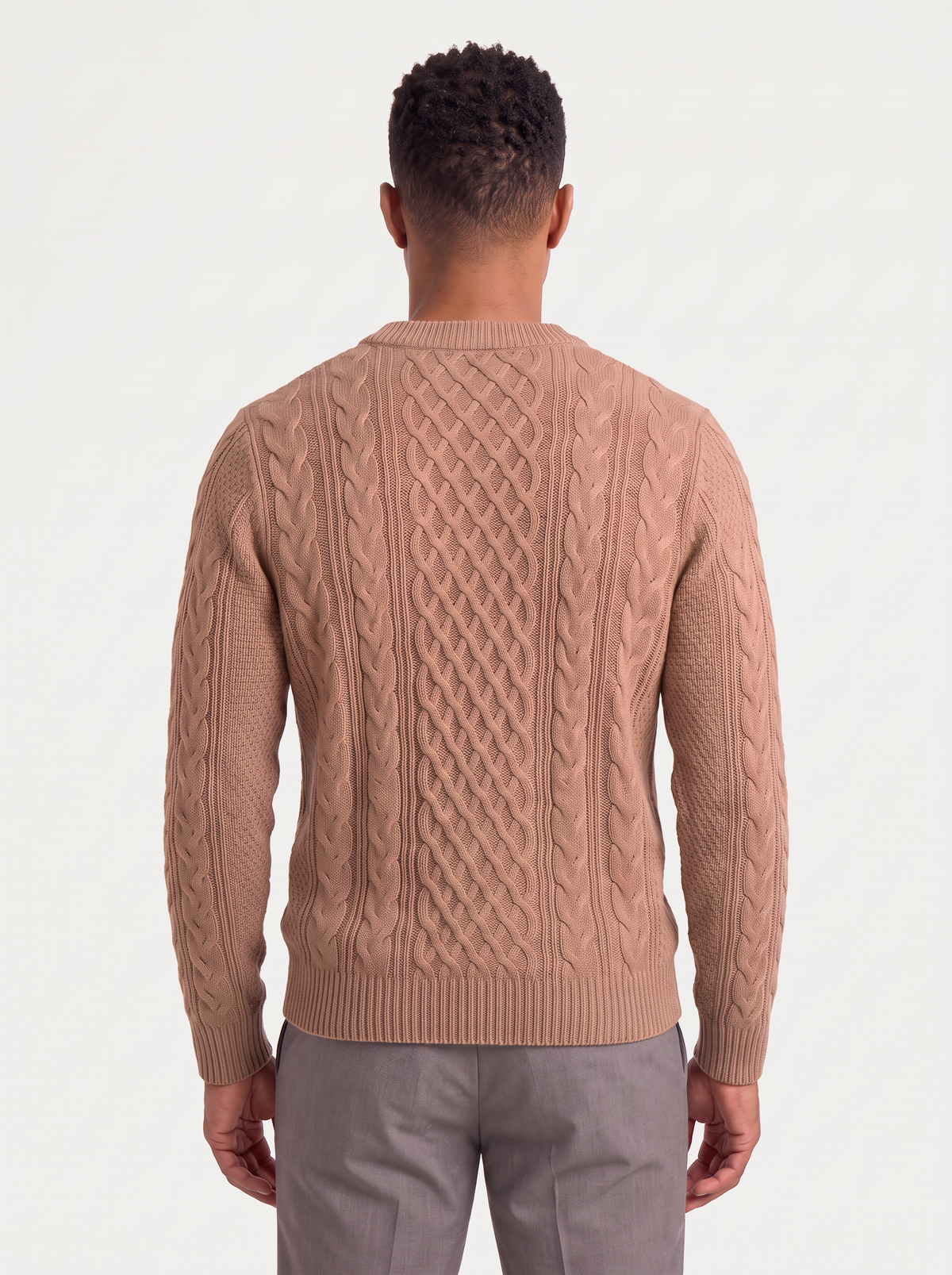 Heren Kabelgebreide Trui met Ronde Hals