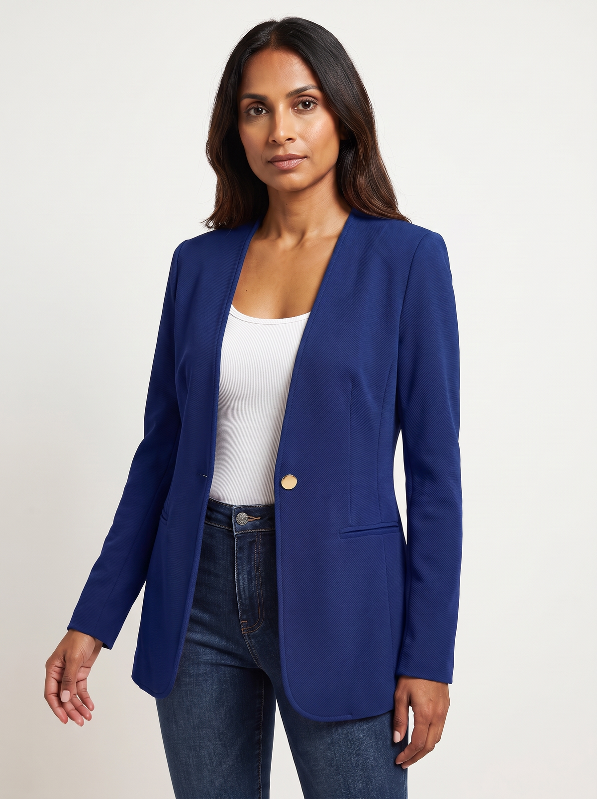 Dames A-Lijn Blazer met V-Hals en Knoopsluiting