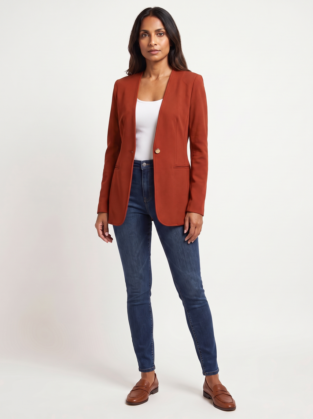 Dames A-Lijn Blazer met V-Hals en Knoopsluiting