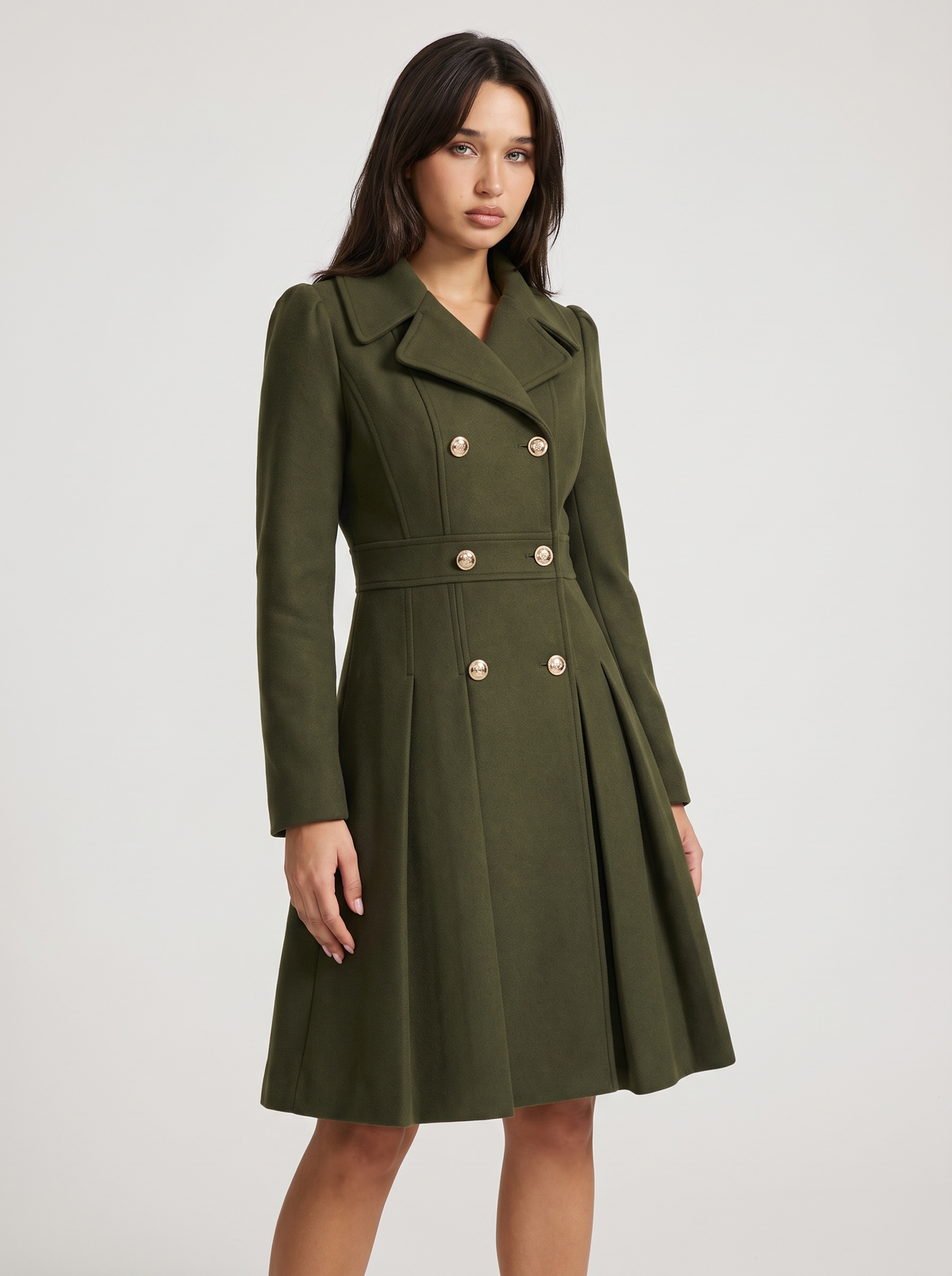 Dames Gevoerde A-Lijn Trenchcoat met Dubbele Knoopsluiting