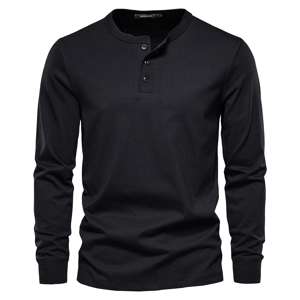 Henley Shirt voor Heren met Knoopsluiting en Lange Mouwen