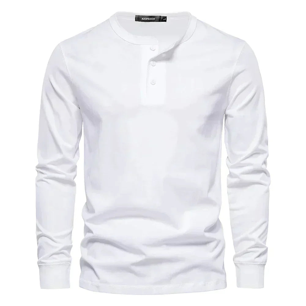 Henley Shirt voor Heren met Knoopsluiting en Lange Mouwen