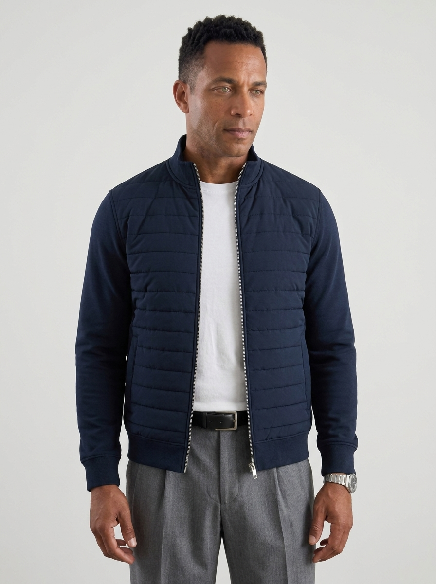 Heren Hybrid Jacket met Gebreide Mouwen