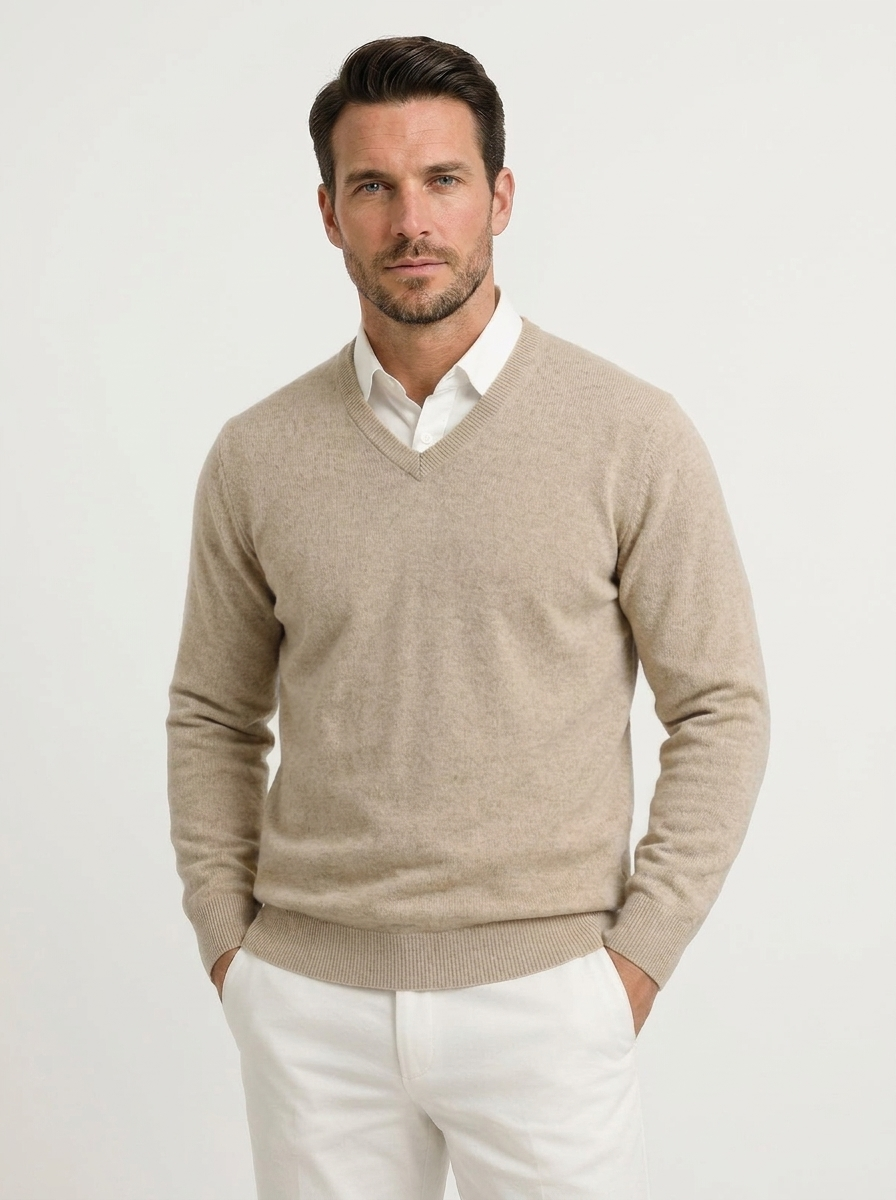 Heren V-Hals Pullover met Slim Fit Pasvorm