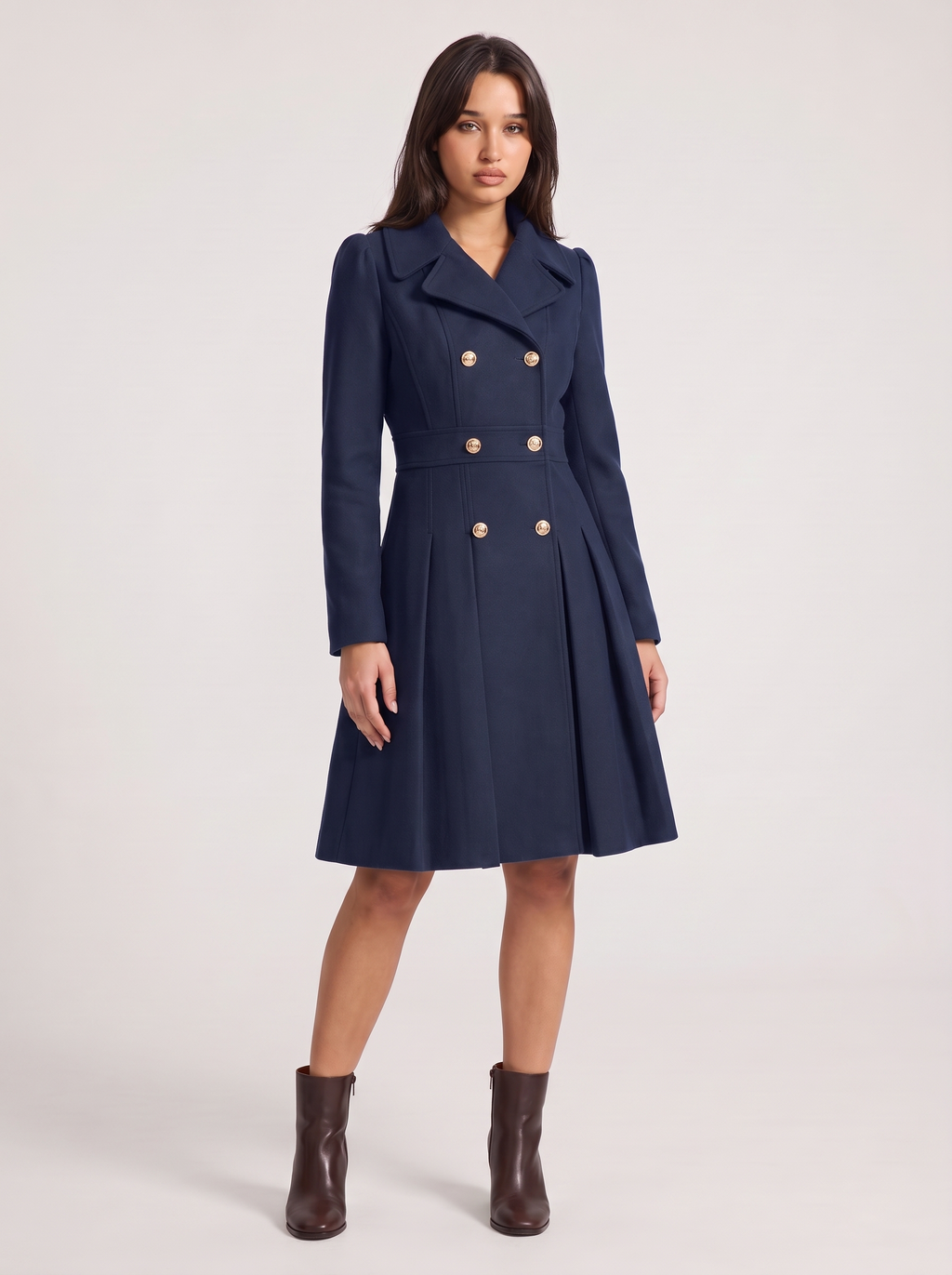 Dames Gevoerde A-Lijn Trenchcoat met Dubbele Knoopsluiting