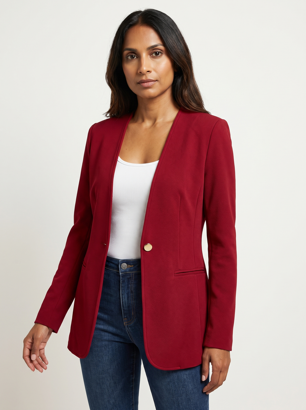 Dames A-Lijn Blazer met V-Hals en Knoopsluiting
