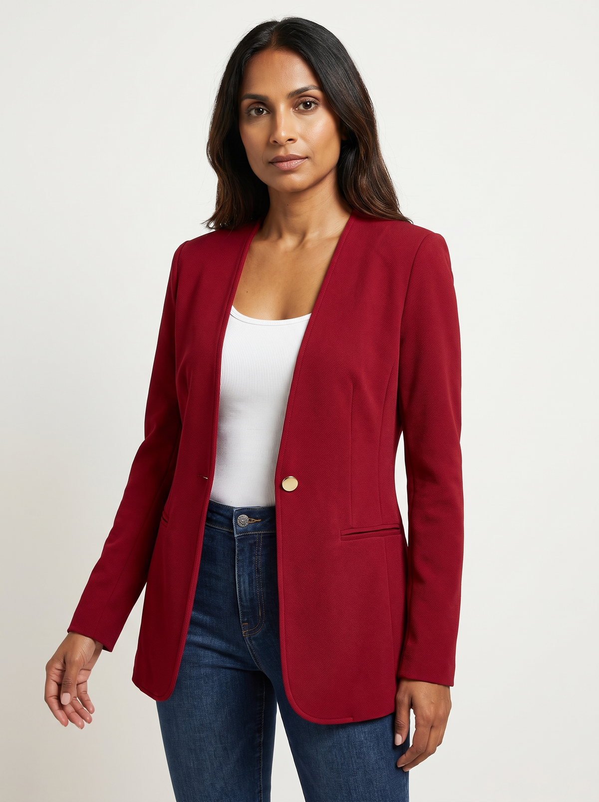 Dames A-Lijn Blazer met V-Hals en Knoopsluiting
