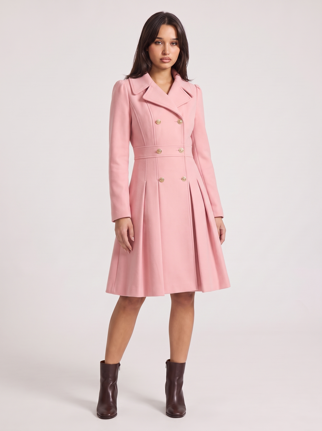 Dames Gevoerde A-Lijn Trenchcoat met Dubbele Knoopsluiting