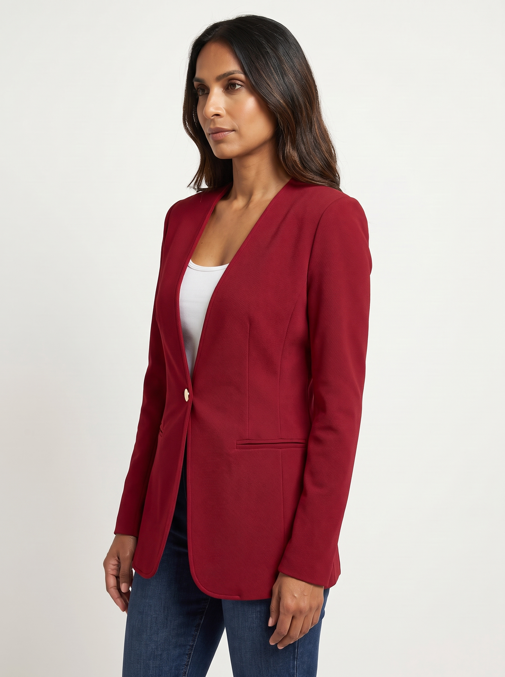 Dames A-Lijn Blazer met V-Hals en Knoopsluiting