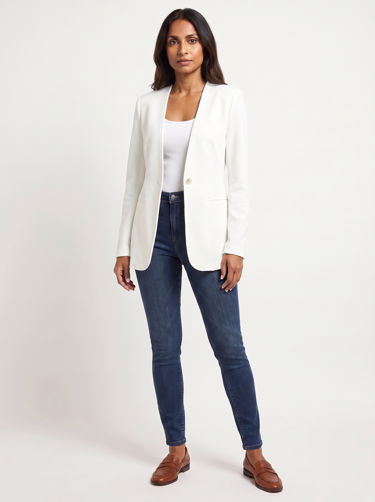 Dames A-Lijn Blazer met V-Hals en Knoopsluiting