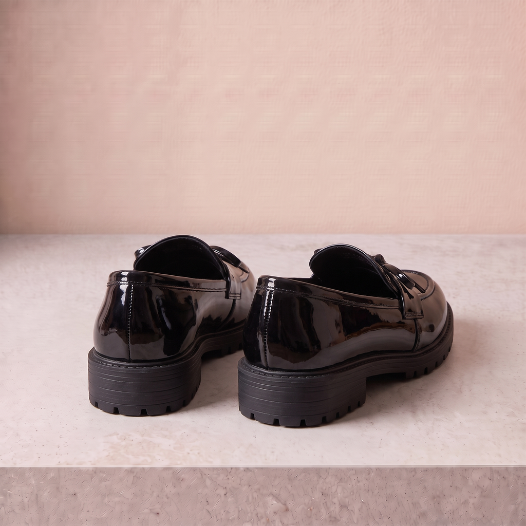 Dames Lakloafers met Strikdetail en Plateauzool